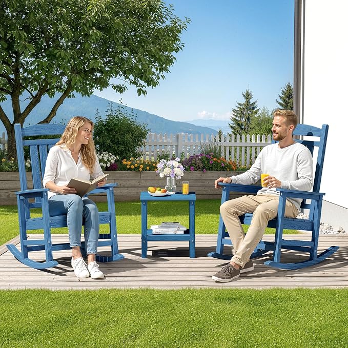 SERWALL Outdoor Rocking Chair Set of 2, Oversized Patio Rocking Chair, Porch - Image 2
