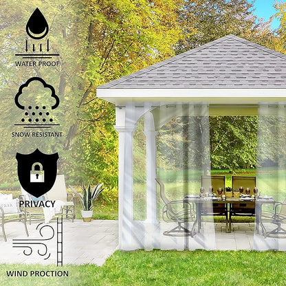 Covers & all Outdoor Clear Tarp Curtain, 18oz Clear Outdoor Curtains For Patio, Waterproof & Tear Proof Transparent PVC Vinyl Tarp with Rustrpoof Grommets for Porch, Gazebos, Balcony (10'H x 7'W feet)