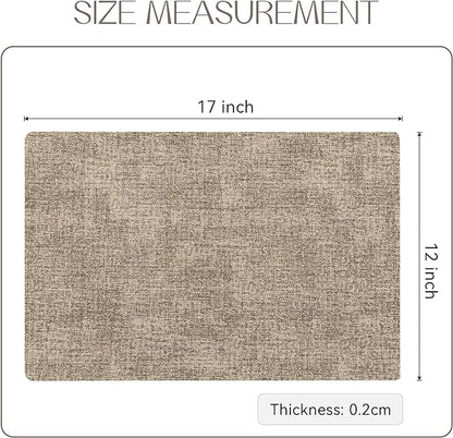 Romanstile Vinyl Placemats Set of 8-12 X 17 Inch - Heat Resistant Place Mats 100% Waterproof Oilproof Wipeable Reversible Faux Leather Table Mats for Kitchen, Dining, Party, Outdoor, Khaki