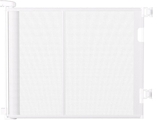 120 inches Extra Wide Baby Gate, 34 inches Tall Retractable Pet Gate for Large Openings, Hallways, Room Dividers, Mesh Safety Barrier for Indoor Outdoor Use, White