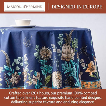 Maison d'Hermine Premium Table Cloth Round Table 100% Cotton 70 Inches Tablecloth Reusable Decorative Everyday Use for Dining Room, Farmhouse, Home, Party, Festive & Wedding - Artichoke
