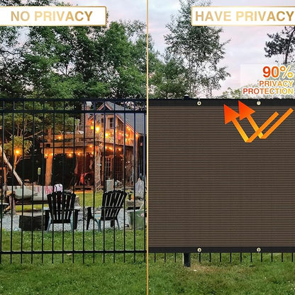 Privacy Fence Screen 8' x 50' Heavy Duty Mesh Windscreen Cloth Brown