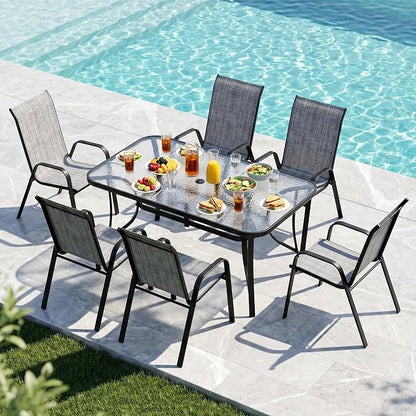 MAMIZO Patio Dining Chairs, Stackable Textilene Chair Set of 4, - Image 9