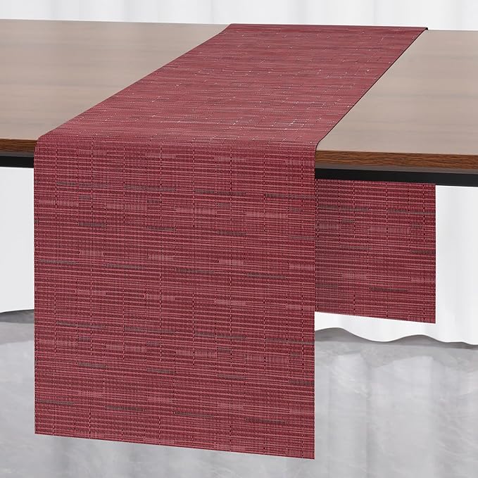 Myir JUN Table Runner, Vinyl Table Runner Indoor 72 Inch Long Arbitrarily Cropped Runner for Table Heatproof for Home Party (Red, 12 x 72 inch)