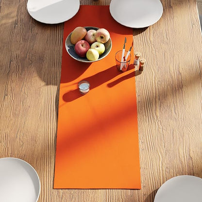 Encasa XO Table Runner 13"x36" Long | Cotton Canvas Fabric | Orange Solid Color | Machine Washable & Durable