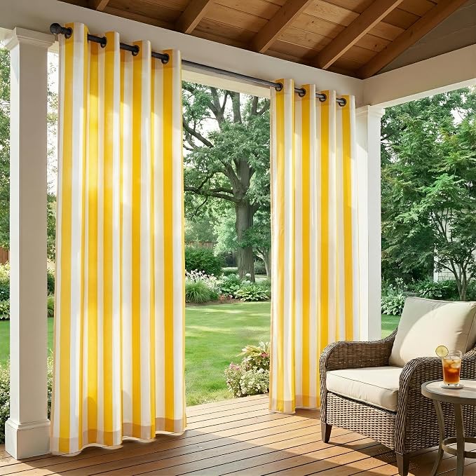 4 Panels Outdoor Stripe Curtains - Image 2