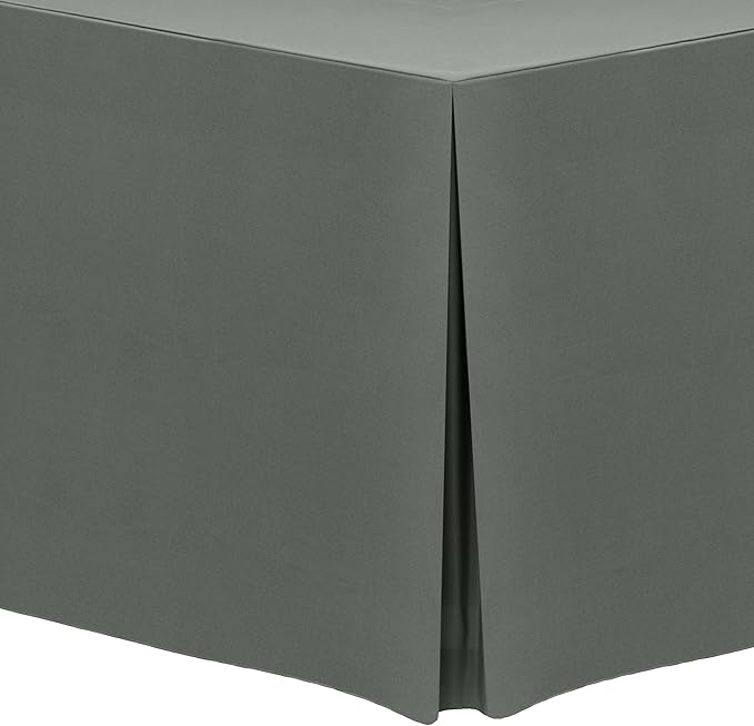 Ultimate Textile -10 Pack- 5 ft. Fitted Polyester Tablecloth - Fits 30 x 60-Inch Banquet and Folding Rectangular Tables - 42" H, Charcoal Grey