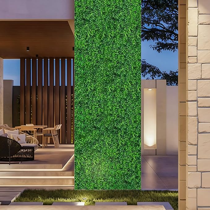24x16 Inch Artificial Boxwood Panels (12-Pack) - UV Protected Faux Grass Wall Mats for Outdoor Fence Cover, Garden Privacy Screen, Indoor Wall Decor, and Wedding Backdrops (12)