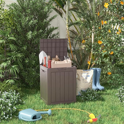 28 Gallon Outdoor Storage Box – Resin Deck Box with Lockable Lid, Waterproof Patio Furniture Storage for Tools, Garden & Yard Organization
