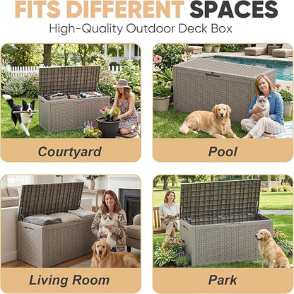 110 Gal Waterproof Outdoor Storage Box UV Resistant Deck Box | Extra-large - Image 7