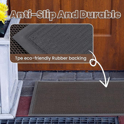 Outdoor Indoor Door Mats for Entryway, Heavy Duty and Durable All-Weather Entry Mat, Low Profile, Non-Slip and Easy Clean Outdoor Doormat for Entrance, Patio and Garage (Brown 47"x31")