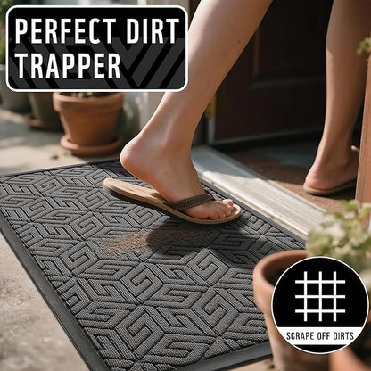Yimobra Large Door Mat 36x24, All-Weather Waterproof Outdoor Mats for Front Door, Non Slip Rubber Doormat for Patio Proch Outside Entryway Indoor, Gray