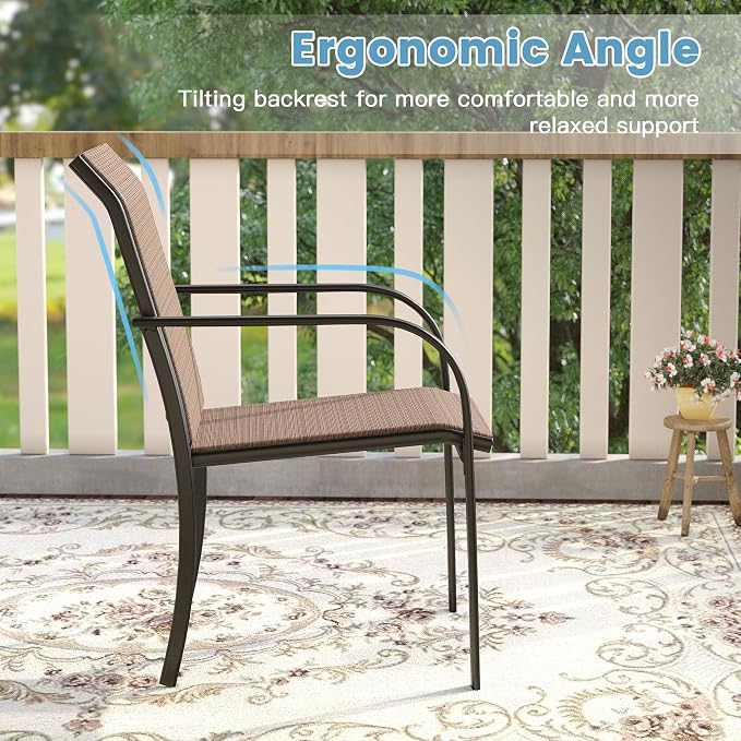 DIFY Patio Chairs Set of 6, Stackable Textilene Outdoor Dining Chairs - Image 6