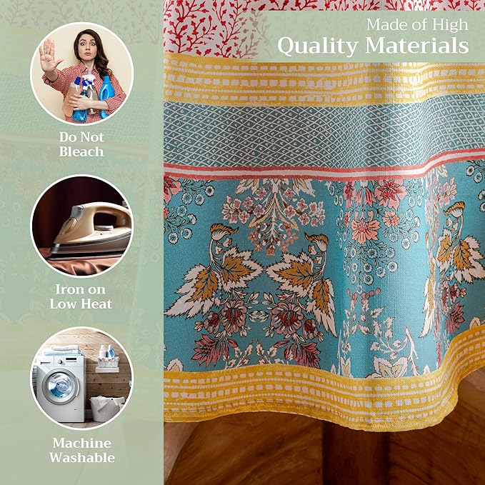 Maison d' Hermine Table Cloth Round Table 100% Cotton 69 Inches Tablecloth Reusable Decorative Everyday Use for Dining Room, Farmhouse, Home, Party, Festive & Wedding Spring Summer - Marquise