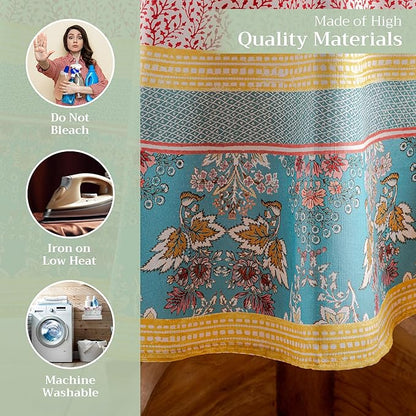 Maison d' Hermine Table Cloth Round Table 100% Cotton 69 Inches Tablecloth Reusable Decorative Everyday Use for Dining Room, Farmhouse, Home, Party, Festive & Wedding Spring Summer - Marquise