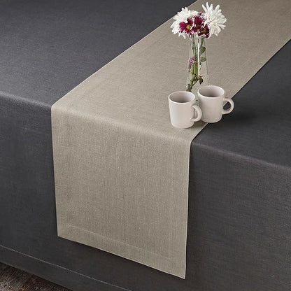 D'Moksha Homes Linen Natural Table Runner 72 Inches Long - 100% Pure Linen 14 x 72 Inch Table Runner for Dining, Valentines, Holiday - Machine Washable