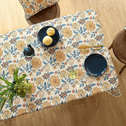 ISAENNE Designer Bohemian Floral Extra Long TableclothRectangle,Linen Colorful Table Cloth,Wrinkle Resistant Decor Tablecloths for Dining Thanksgiving Kitchen Christmas,67"*118"-Estevan B