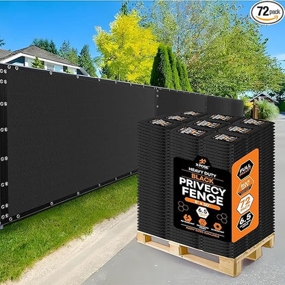 Xpose Safety Privacy Fence Screen 8’ x 50’ (72 Pack) – Heavy Duty Black Mesh with 90% Visibility Block, UV Protection – Includes Cable Ties – for Garden, Yard, Nursery, Kennel, Dog Run, Greenhouse
