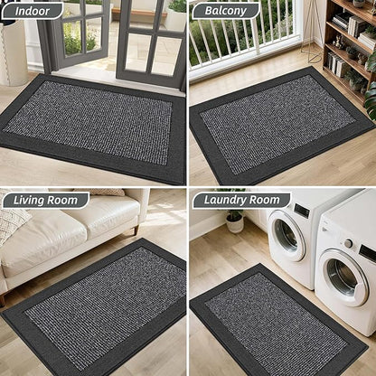 BEQHAUSE Indoor Door Mat 36" x 60", Dirt Trapper Door Mats Non-Slip Entryway Rugs Washable, Resist Dirt Absorbent Welcome Mat, Low Profile Floor Mats for Front Back Door and Entryway, Charcoal