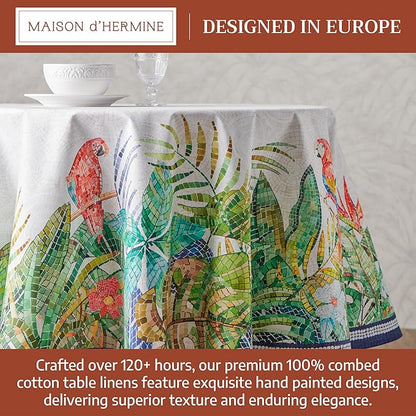 Maison d'Hermine Premium Table Cloth Round Table 100% Cotton 70 Inches Tablecloth Reusable Decorative Everyday Use for Dining Room, Farmhouse, Home, Party, Festive & Wedding - Mosaic