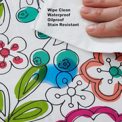 Newbridge Shabby Chic Lily Print 60 x 84 Inch Oval Vinyl Flannel Backed Tablecloth, Pink Yellow and Green Lily Indoor and Outdoor Waterproof Vinyl Table Cover for Spring Holiday Party