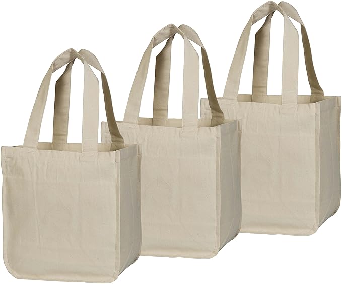 Best Cloth Tote Shopping Bags Heavy Duty & Premium - Reusable Canvas Shopping Bags for Groceries - Washable & Eco-friendly Cloth Beach Bags with Handles - Perfect Picnic Tote Bags (2 Bags)