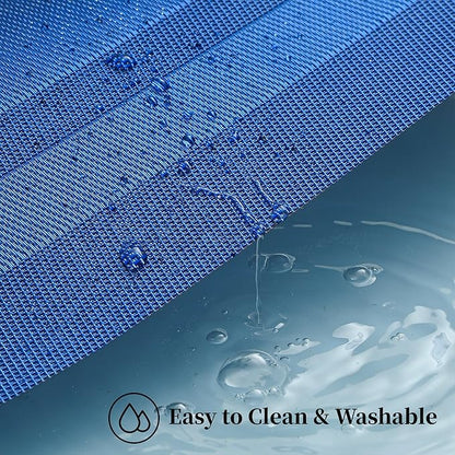 Leetaltree Blue Frame Placemats Set of 4 - Heat Resistant Non-Slip Place mats for Dining Table, Washable Durable PVC Vinyl Woven Table Mats（Blue Frame, 4）