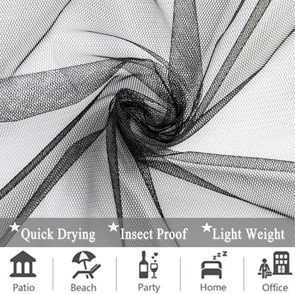 Extra Wide Outdoor Curtains Waterproof Black Voile Mesh Screen Lightweight - Image 7