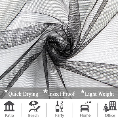 Extra Wide Outdoor Curtains Waterproof Black Voile Mesh Screen Lightweight - Image 6