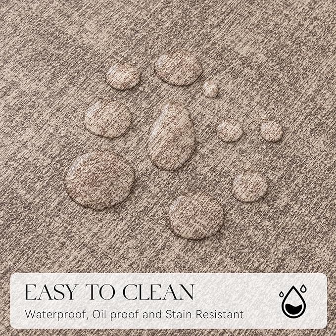 MOSAYT Placemats Set of 4, Heat Resistant Vinyl Place Mats with Coasters, 100% Waterproof Wipeable Washable Faux Leather Table Mats for Kitchen Dining Party Indoor Outdoor, 12" x 17", Khaki