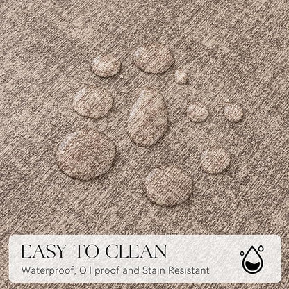MOSAYT Placemats Set of 4, Heat Resistant Vinyl Place Mats with Coasters, 100% Waterproof Wipeable Washable Faux Leather Table Mats for Kitchen Dining Party Indoor Outdoor, 12" x 17", Khaki