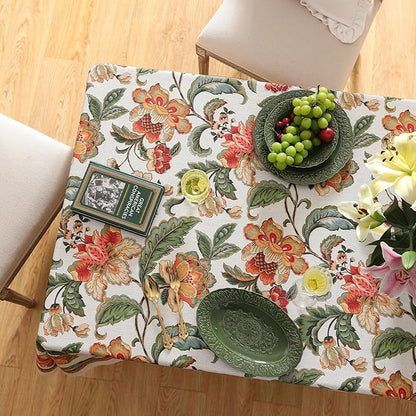 patdrea Designer Linen Square Tablecloth,Vintage Provencal Rustic Floral Pattern Tablecloths,Decorative Table Cover Cloth for Kitchen,Dining,Tea Party,Home,Christmas,55"*55"