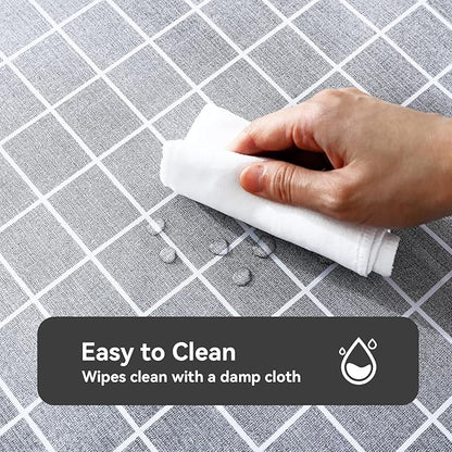 Romanstile Rectangle Vinyl Tablecloth, 100% Waterproof Oil-Proof Checkered Plastic Table Cloth, Heavy Duty Wipeable Table Covers for Dining, Camping, Picnic, Outdoor - 60 x 120 Inch, Grey