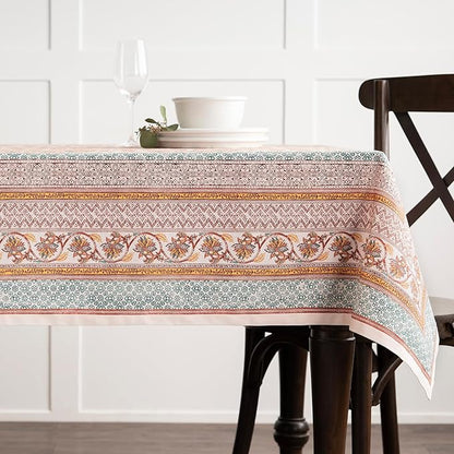 Maison d' Hermine Table Cloth Rectangle Table 100% Cotton 54 x 72 Inches Fall Tablecloth Reusable Everyday Use for Thanksgiving Christmas Decorations Dining Farmhouse Party (Nila)