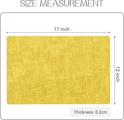 Romanstile Vinyl Placemats Set of 6-12 X 17 Inch - Heat Resistant Place Mats 100% Waterproof Oilproof Wipeable Reversible Faux Leather Table Mats for Kitchen, Dining, Party, Outdoor, Yellow
