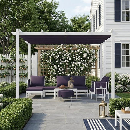 PURPLE LEAF Outdoor White Pergola 10' x 13' w/Double Canopy, aluminum frame - Image 10