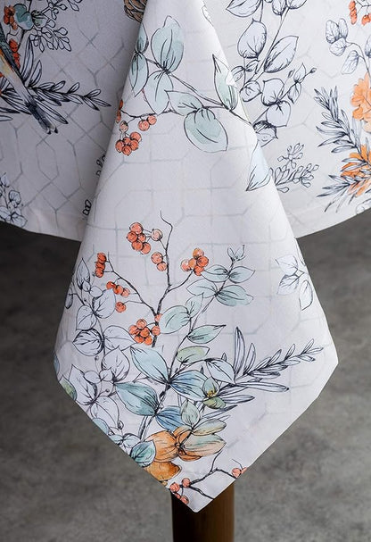 Maison d' Hermine Table Cloth Rectangle Table 100% Cotton 60 x 108 Inches Fall Tablecloth Reusable Everyday Use for Thanksgiving Christmas Decorations Dining Farmhouse Party (Whitish Shabby Chique)
