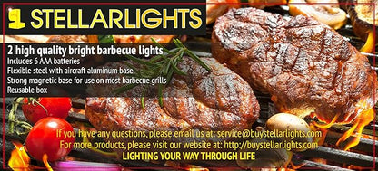 Bright Eyes | Magnetic Barbecue BBQ Grill Light Set for Grilling 2 Pack | 6 Alkaline AAA Batteries Included | Works on All Grills with an Exception to Stainless Steel.