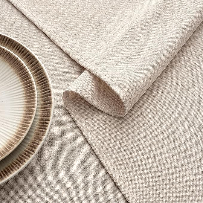 MIULEE Ivory Linen Polyester Tablecloth 60x104 Inch Spring Rectangle Table Cloth Waterproof,Stain Resistant & Wrinkle Resistant for Dining Party Wedding