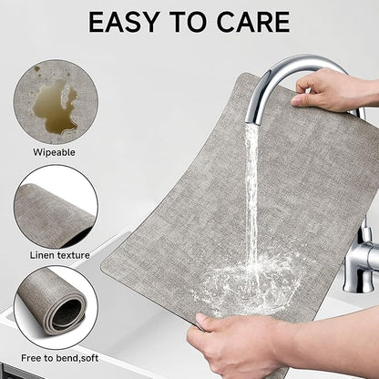 Faux Leather Vinyl Placemats Set of 4 Wipeable Heat Resistant Place Mats 100% Washable - Waterproof - Anti Slip Reversible Table Mats for Kitchen/Dining/Party/Outdoor, 12" x 16.5", Light Grey & Black