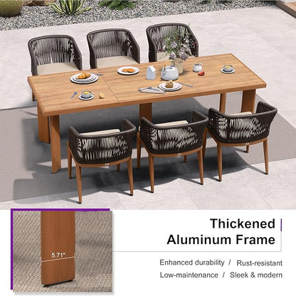 PURPLE LEAF 11 Pieces Large Outdoor Dining Set Patio Extended Upgrade Table and Chairs Set Aluminum Wicker Rattan Patio Furniture Set for Lawn Garden Backyard Brown