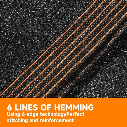 90% Shading Rate 20'x20' Black Shade Cloth, UV Resistant Durable Mesh Tarp - Image 3