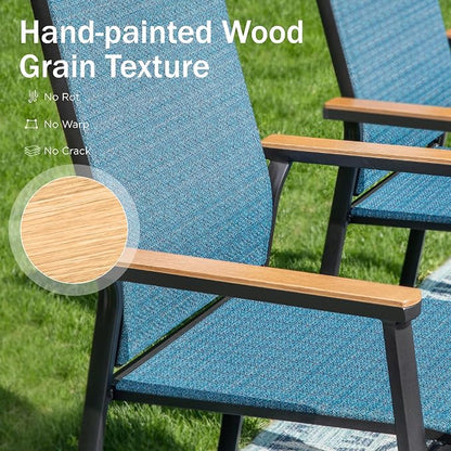 PHI VILLA Outdoor Stackable Dining Chairs Set of 4 w/Aluminum Frame, - Image 4