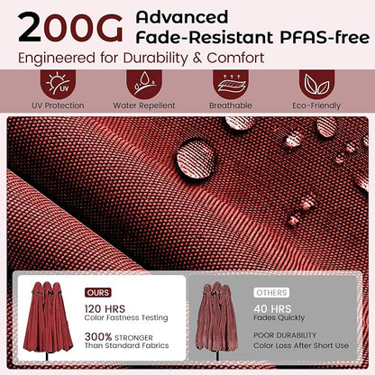 15ft Red Patio Umbrella with Base Included, Rectangle Double Extra Large Table - Image 6