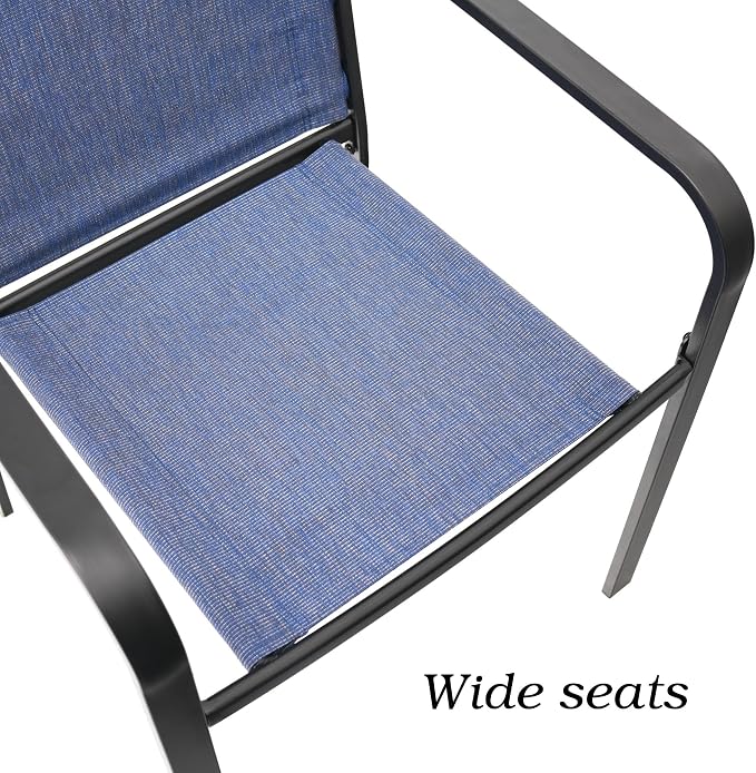 Anmutig Stackable Outdoor Dining Chairs Set of 4, Textilene Fabric, Breathable - Image 6