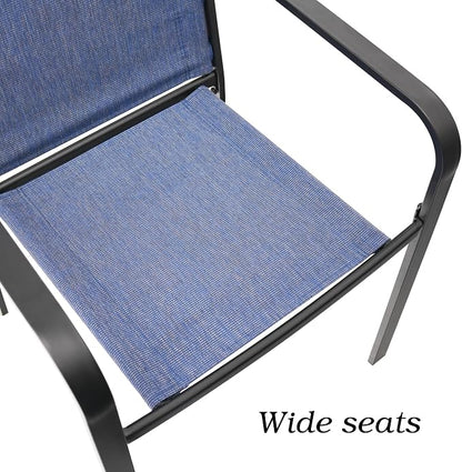 Anmutig Stackable Outdoor Dining Chairs Set of 4, Textilene Fabric, Breathable - Image 6