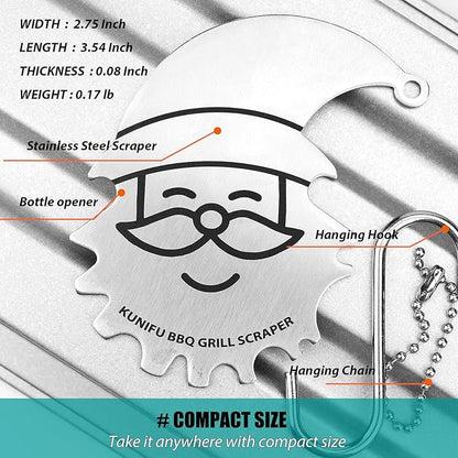 Stocking Stuffers, Ideal Gifts for Christmas, for Men, Dad, Husband, Boyfriend, Fathers Day, KUNIFU BBQ Grill Scraper