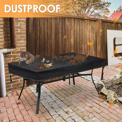TOHONFOO Rectangular Patio Table Cover - Waterproof Anti-UV Outdoor Dining Table Cover - Outdoor Patio Furniture Cover 60" L x 38" W x 6" H, Black