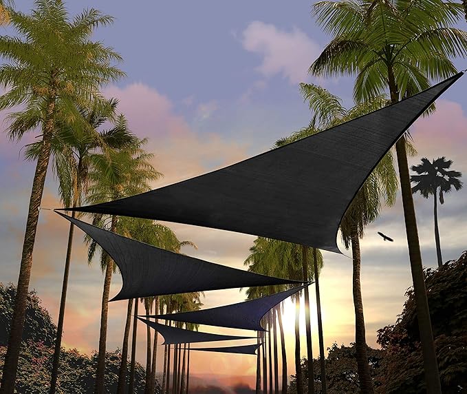 Amgo Custom Size 17' x 17' x 17' Black Triangle Sun Shade Sail UPF50+ AGTAPT10 by Amgo