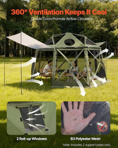 VEVOR Pop up Gazebo Screen Tent, 13 x 13 ft, 13-Sided Spherical Camping Canopy - Image 6